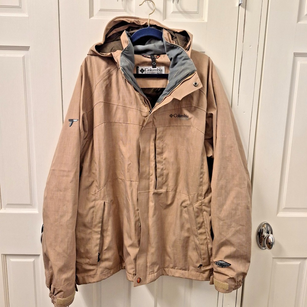 Columbia Titanium Interchange Ski Jacket Mens 2XL XXL Waterproof Tan Brown